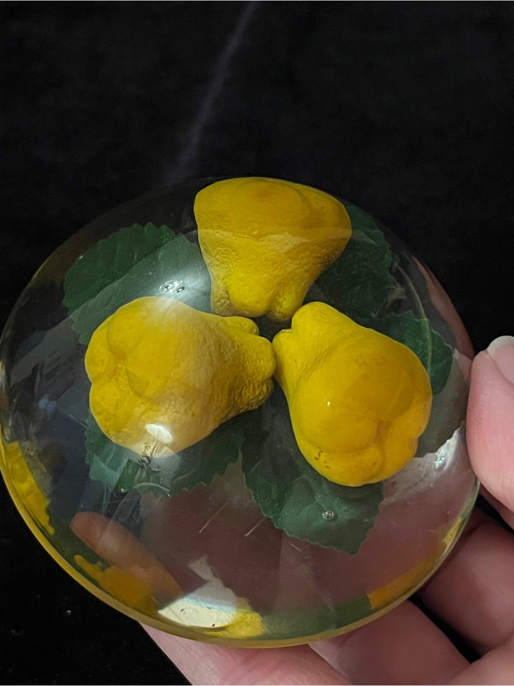 Vintage Acrylic Lucite Fruit Paperweight Jam Jar Dome Lid